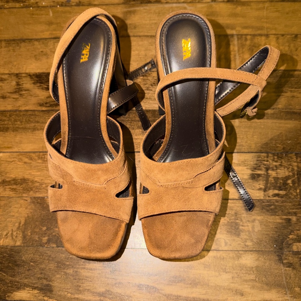 Zara Brown Suede Women's High Heels